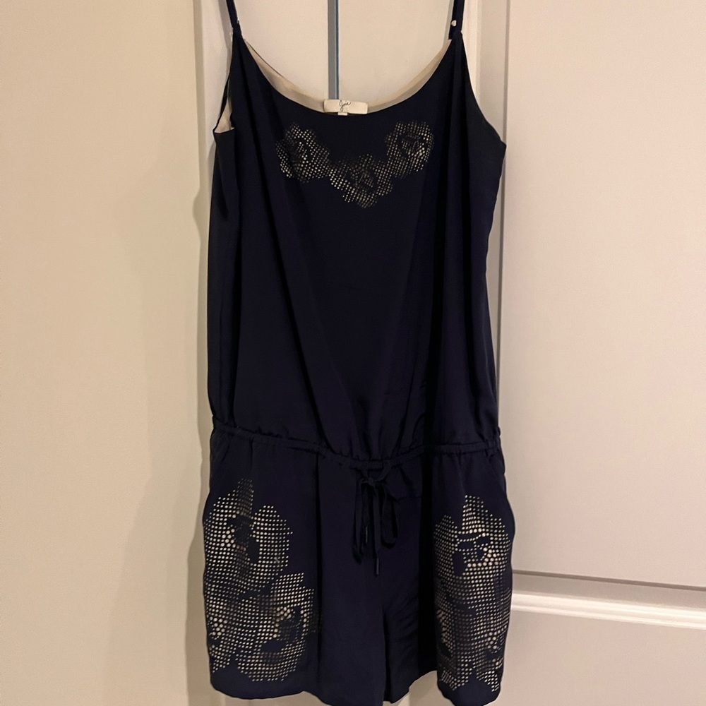Joie Silk Navy and cream Romper